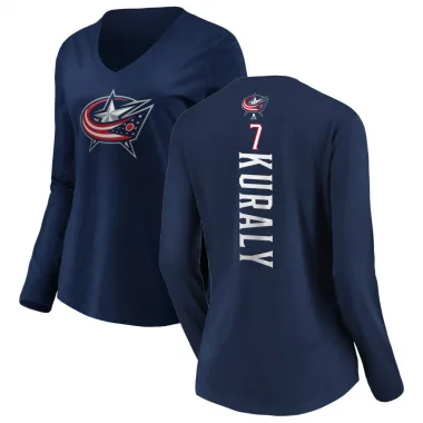 Navy Women's Sean Kuraly Columbus Blue Jackets Backer Long Sleeve T-Shirt -