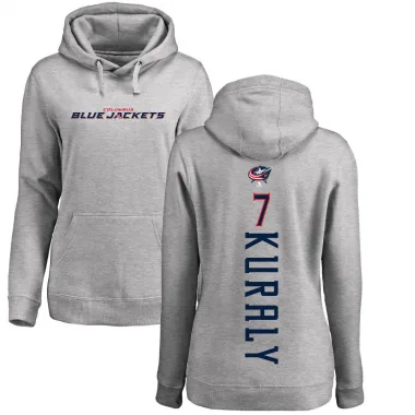 Women's Sean Kuraly Columbus Blue Jackets Branded Ash Backer Pullover Hoodie